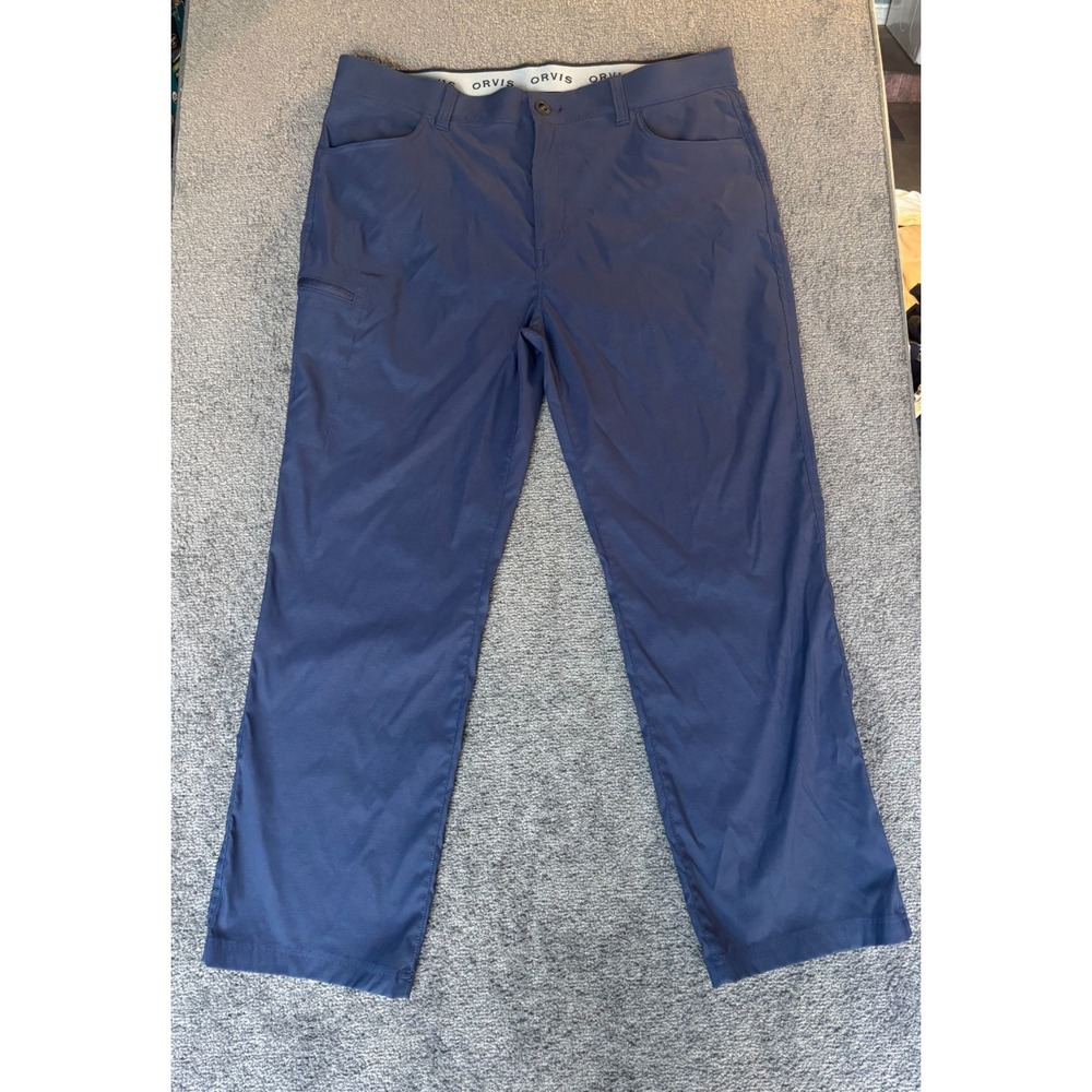 Orvis Cargo Pants Men's 40x30 Blue Nylon Stretch Straight Leg Utility Pockets